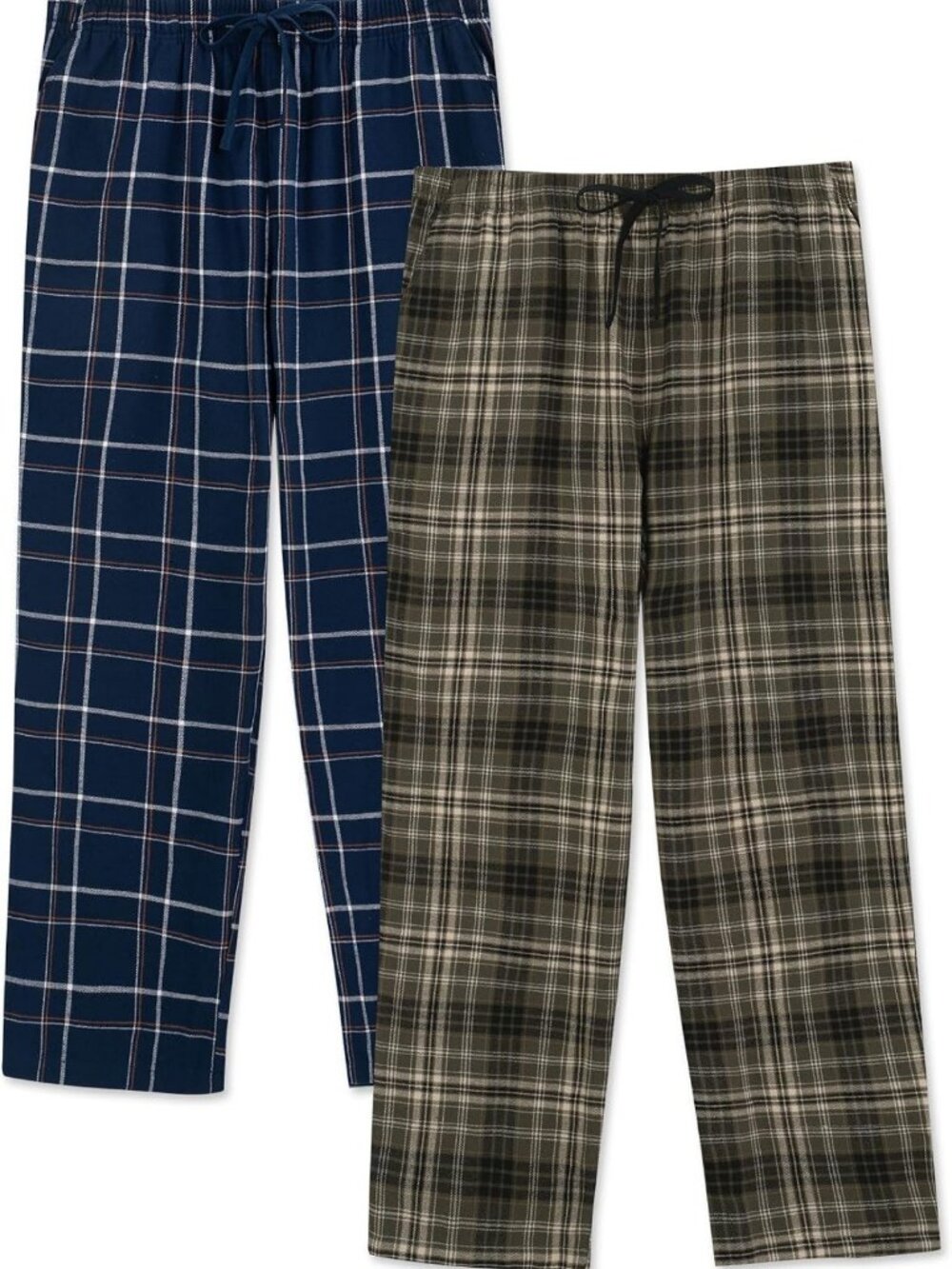 Soft Cotton Flannel Pajama Pants for Men, Warm Plaid Lounge Sleep Bottoms